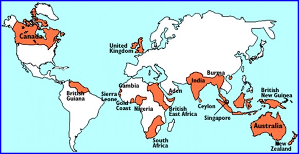 British East India Company controlled territories are marked in red-James Wilson